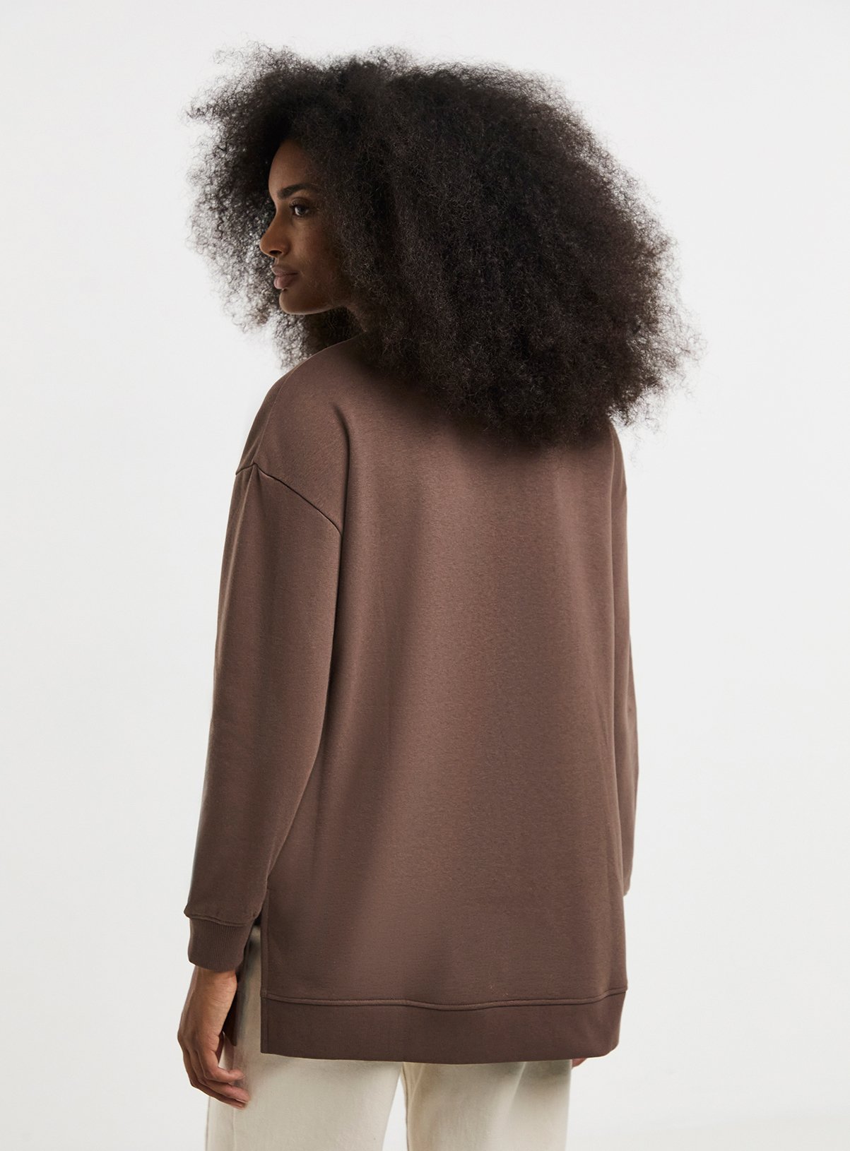 SIMPLY BE Side Split Sweatshirt Tunic Brown 20 - Image 2 thumbnail
